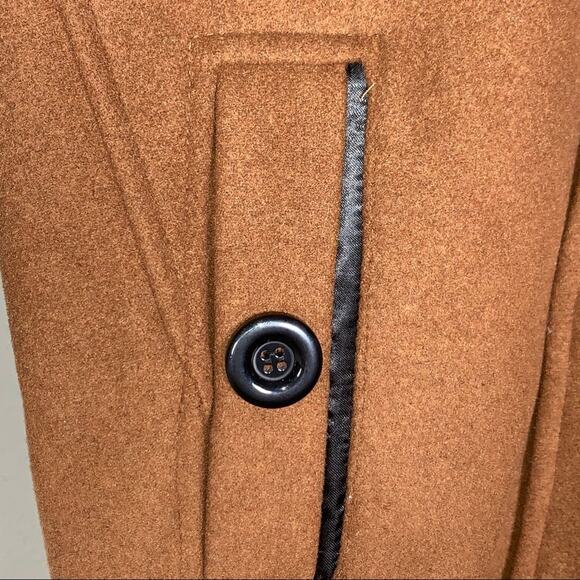 NWT Manvelous light brown button down pea coat w detachable dickie size small S - Picture 3 of 5